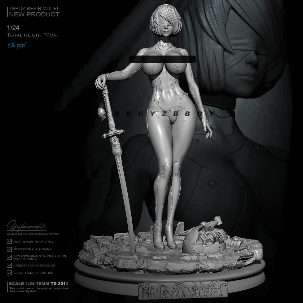 

76mm 1/24 Resin model kits figure beauty colorless and self-assembled TD-3011