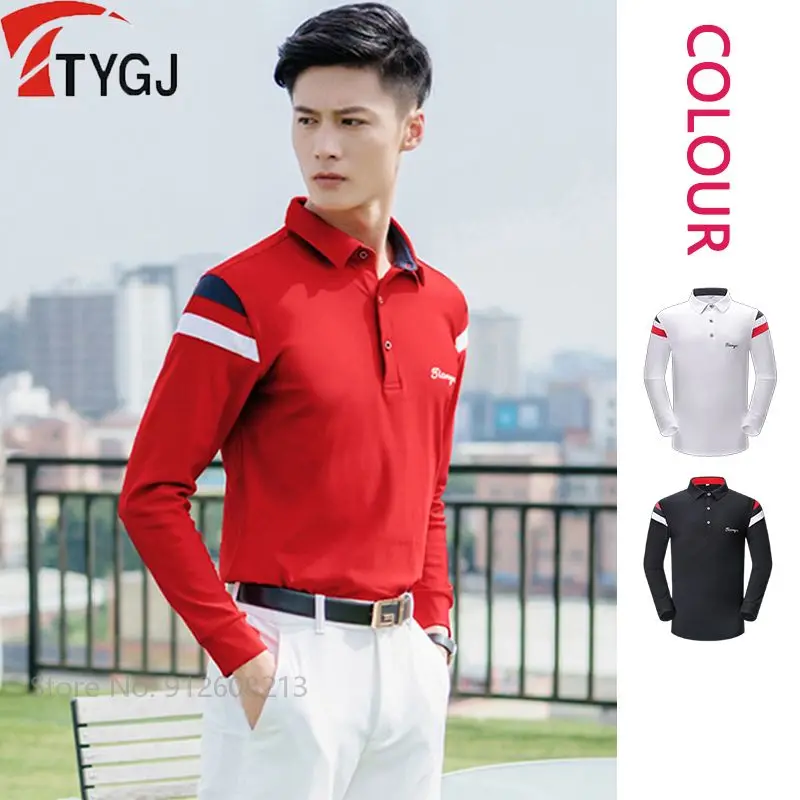 

Мужская дышащая футболка-поло Ttygj в полоску, с длинным рукавом