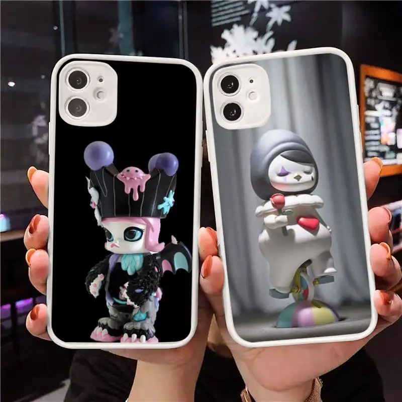 

POP MART Phone Case Matte Transparent for iPhone 7 8 11 12 s mini pro X XS XR MAX Plus Clear mobile bag Doll Garage Kits Cute
