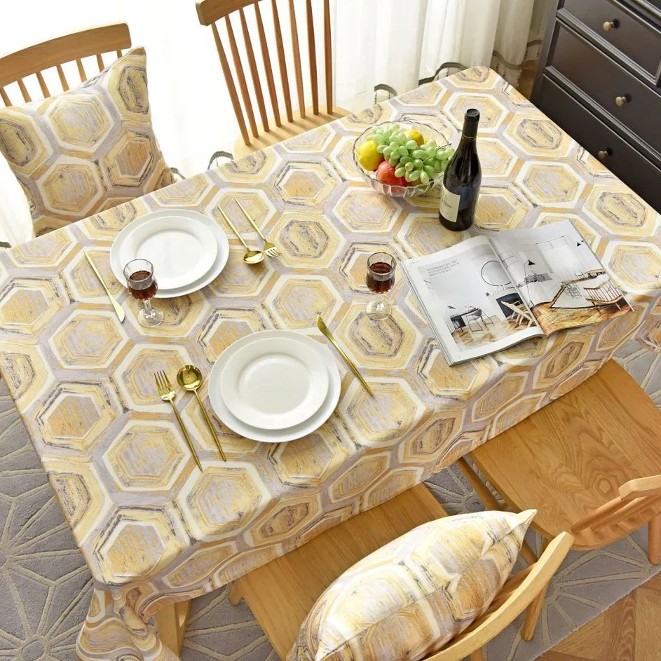 

Nordic Style Geometric Patterns Tablecloth Waterproof Cafe Table Cover Rectangle Cabin Cover Pale-yellow Tablecloth