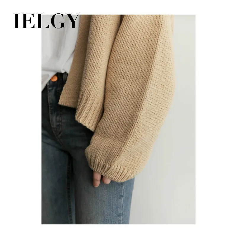 

IELGY Winter women's cardigan sweater loose Korean short student coat