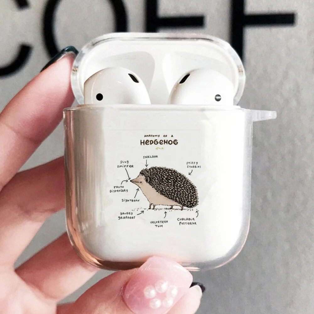 

Funny anatomy Hedgehog printed TPU Case For AirPods 1 2 Wireless Bluetooth Case For Air Pods Earphone Accessories Charging Box