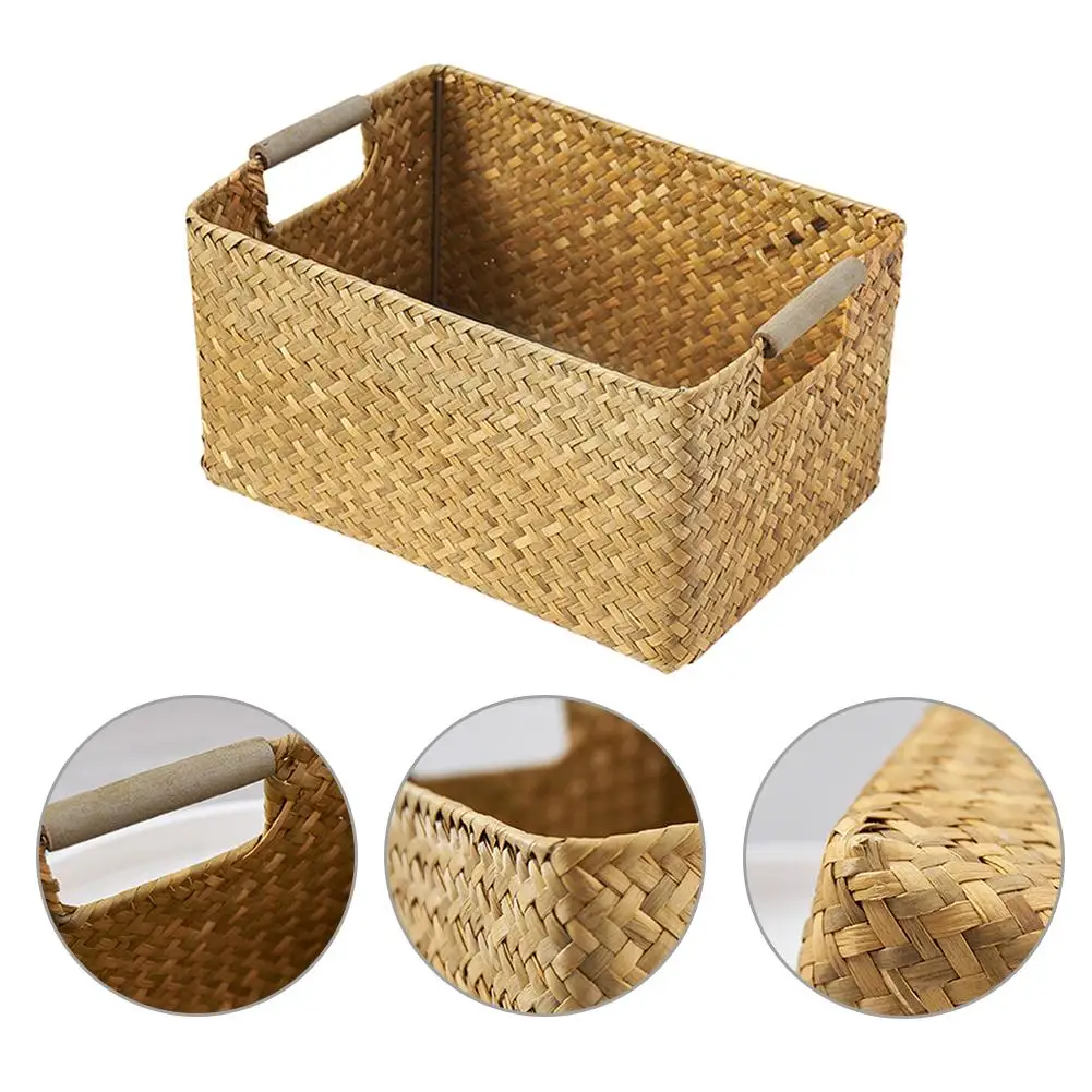 Бинауральная коробка для хранения мелочей ручной работы из ротанга корзина