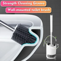 tpr silicone head toilet brush quick draining clean tool wall mount or floor standing cleaning brush bathroom accessories