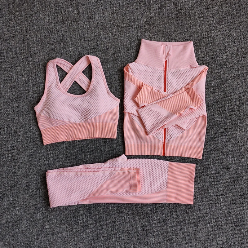 

Fitness Women Sport Yoga Suit Seamless Yoga Sets Long Sleeve Yoga Clothes Female Sport Gym Suits Wear Running Clothes