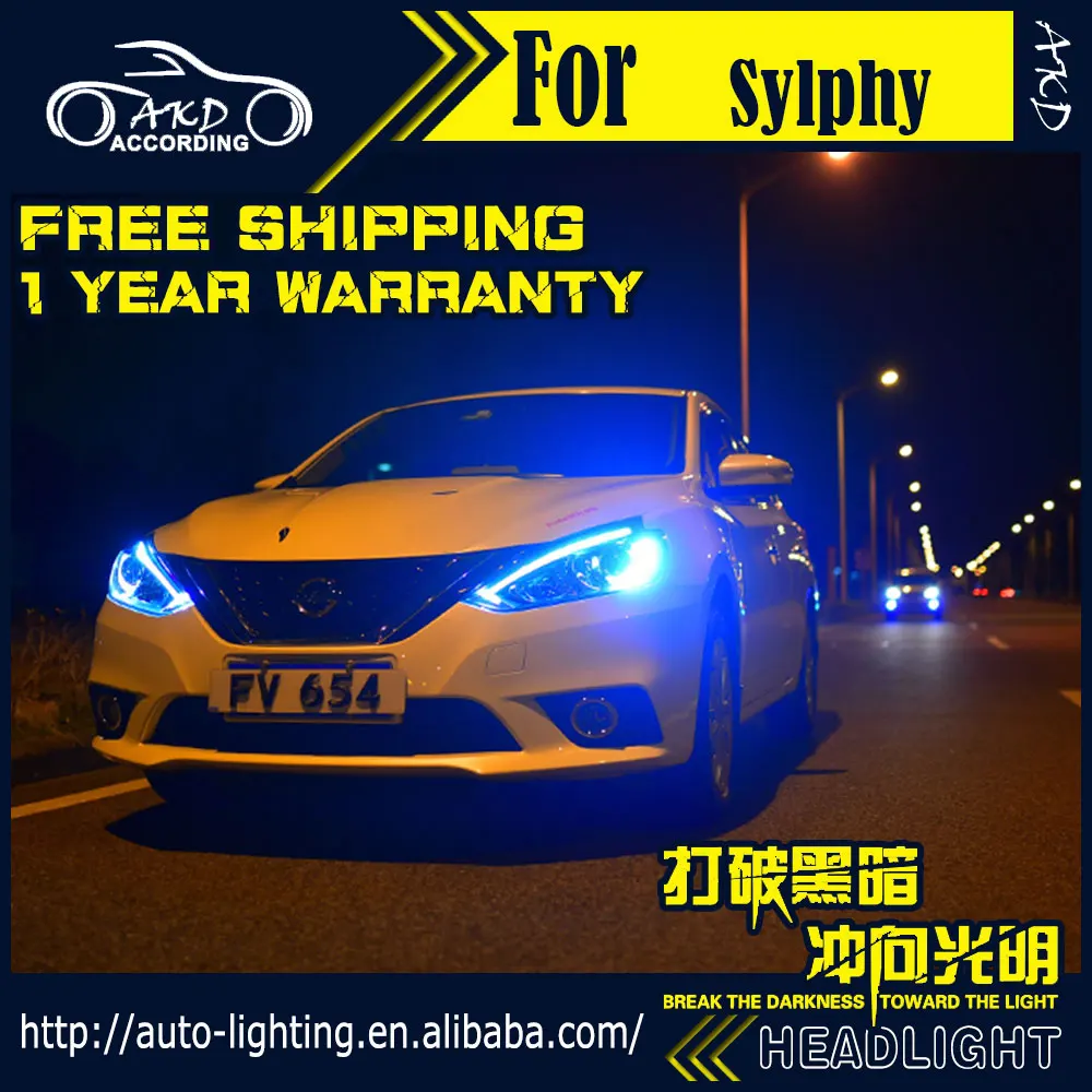 AKD автостайлинг фары для Nissan Sylphy 2016 Sentra Almera светодиодный ные D2H Hid опция ангельский