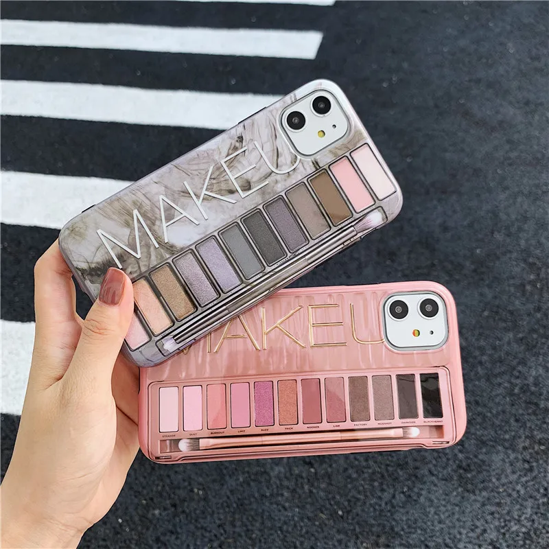 Роскошный сексуальный чехол для макияжа MAKEU eye shadow box для iPhone 6, 6s, 7, 8 Plus, X, XS, MAX, XR, цвет телесного цвета, тени для век, чехол из розового золота