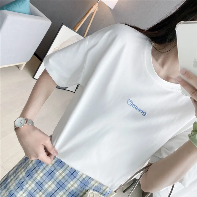 Зеленая футболка с надписью Smiley длинная Повседневная Женская одежда топы Модная