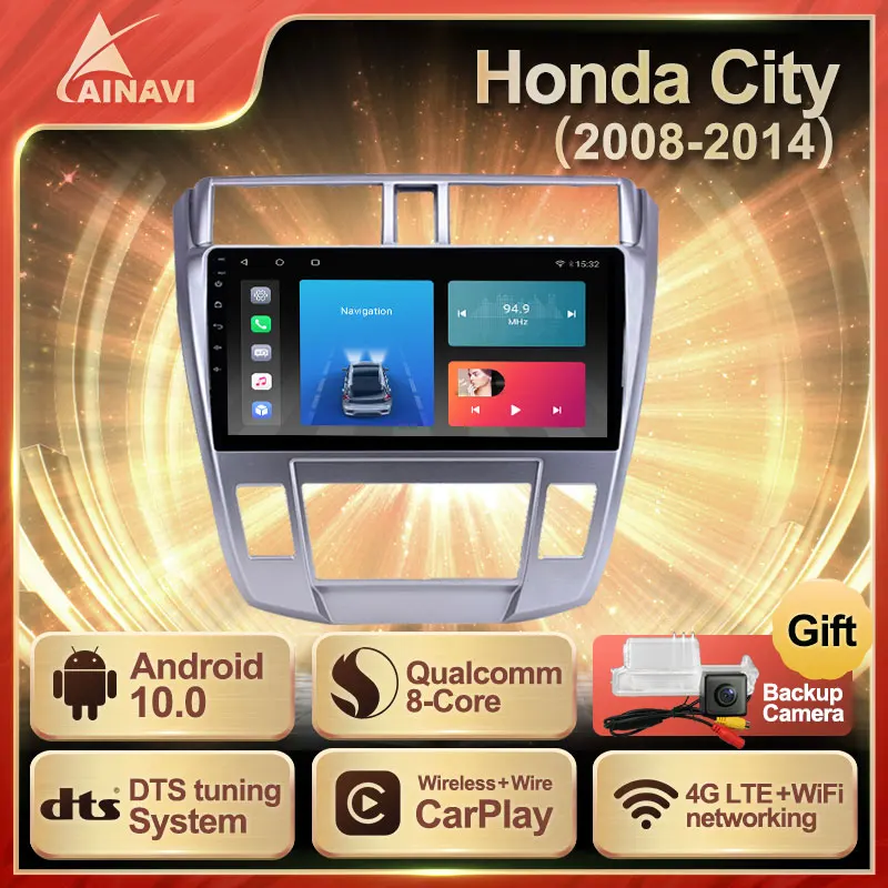 Автомобильный радиоприемник Android 10 0 QLED экран для Honda City 2008 2014 автомобильный