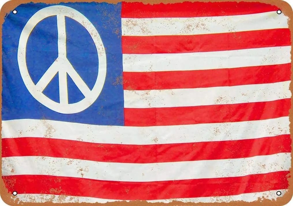 

8x12 дюймов американский флаг знак мира винтажный вид металлический знак