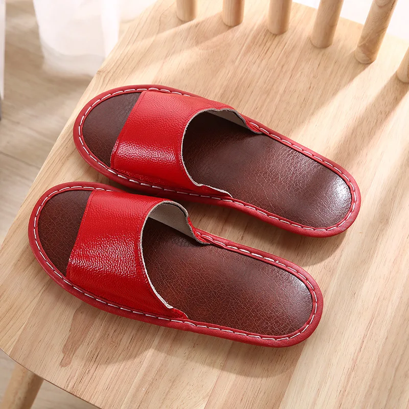 

SANDRA JRR Men Women House Shoes Flat Heel Open Toe Leather Slippers Indoor Shoes High Quality Floor Slides