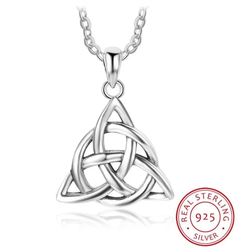 

VINTAGE JEWELRY TRIQUETRA TRINITY KNOT PENDANT NECKLACE 925 STERLING SILVER NECKLACES