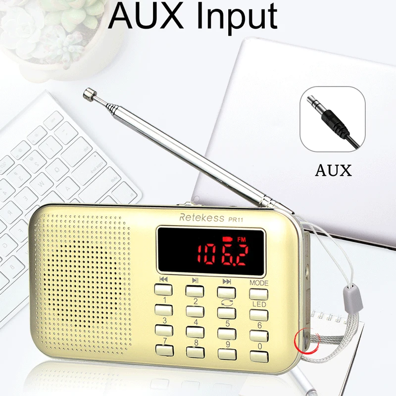 Портативный радиоприемник RETEKESS PR11 FM AM двухдиапазонный цифровой мини с USB mp3