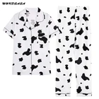 NHKDSASA Женская пижама с v-образной горловиной, роскошный дизайн, одежда для сна с принтами летние Пижамные шорты Домашняя одежда XXL больших Размеры одежда для сна