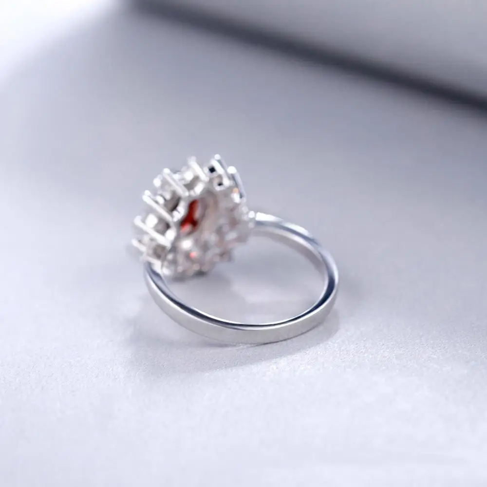 Gem's Ballet Kate Princess Diana 1.47Ct натуральный гранат, нимб обручальное кольцо, настоящее чистое 925 пробы Серебряное ювелирное изделие для женщин