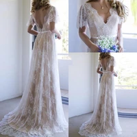 lace appliques wedding dresses a line full length dress backless bridal gowns beach summer plus size robe de mari%c3%a9e 2020