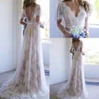 Кружевные свадебные платья с аппликацией, ТРАПЕЦИЕВИДНОЕ длинное платье, женское пляжное летнее платье, модель 2020