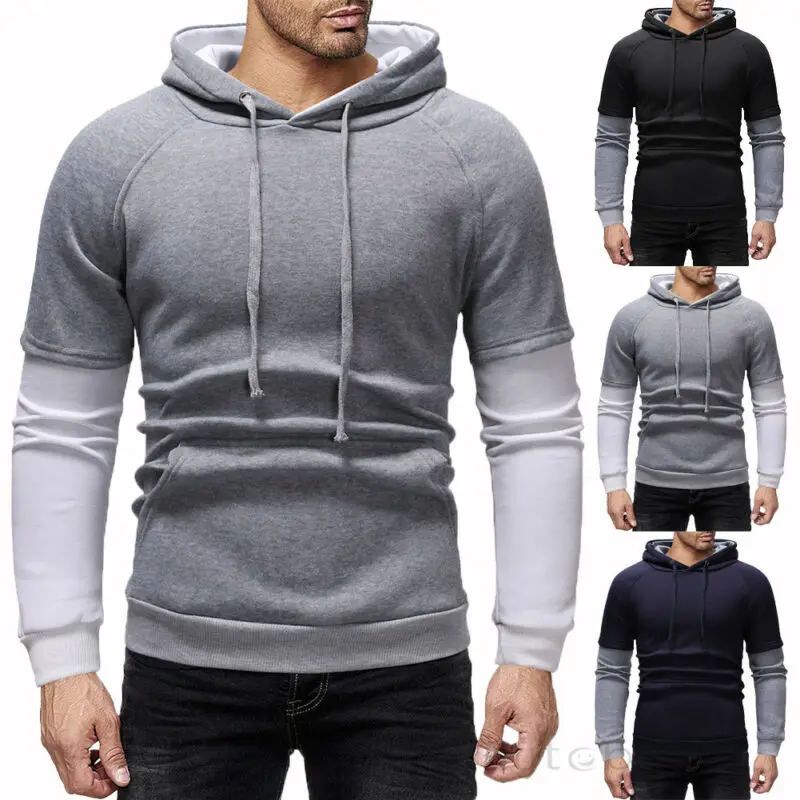 Мужские зимние толстовки Приталенный свитшот с капюшоном - Цена: 602,56 руб.