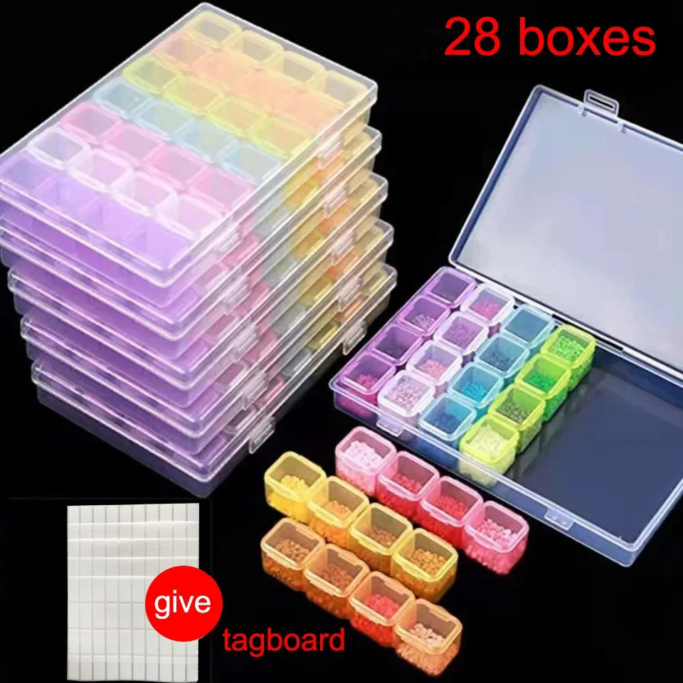 

28 Grids Diamond Embroidery Box, Diamond Painting Accessory , Transparent Plastic Bead Display Storage Box, Cross Stitch