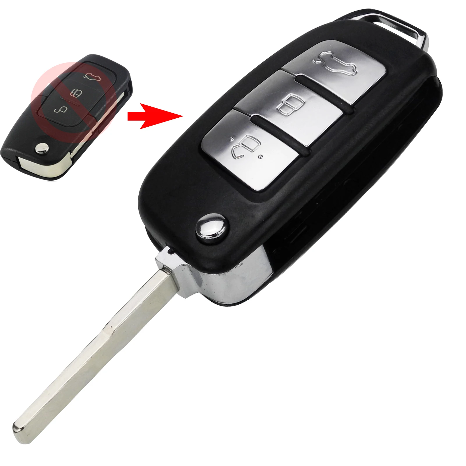 HU101 Upgrade key 3 кнопки модифицированный Флип складной пульт дистанционного ключа оболочки для Ford Focus Fiesta C-Max S-Max Ka Mondeo Galaxy Fob чехол HU101 FO21 Blade - Количество кнопок: HU101 Upgrade key