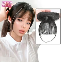 3d air bangs wig female natural seamless high temperature synthetic hairpiece head top replacement cover white hair fake bangs