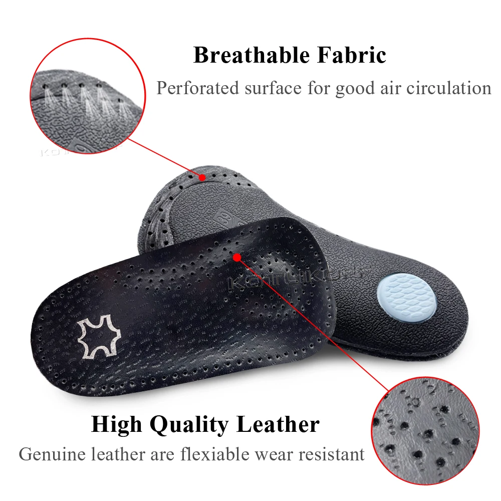 Orthopedic Shoe Sole Insoles For Feet Men/Women Relief Pain Cushion Flat Feet Arch Support Breathable Leather Half Pads Insert