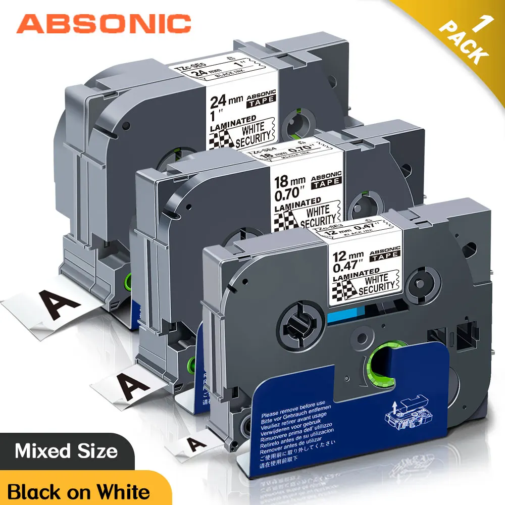 ABS совместимые с Brother защитные ленты SE3 SE4 SE5 12 мм 18 24 этикетка черный на белом
