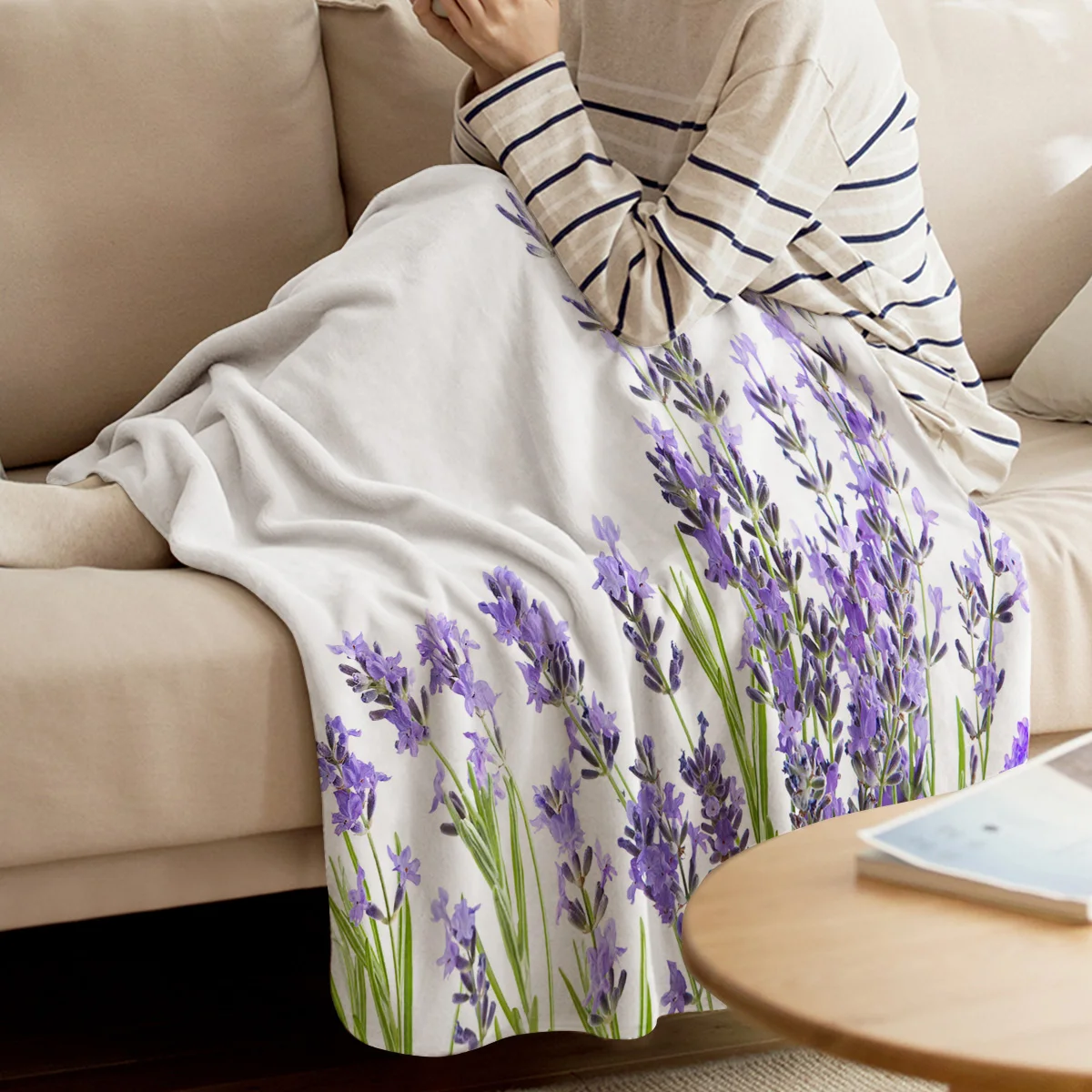 Фиолетовая лаванда печать ворс одеяло мягкий удобный бархат плюшевые цветочные