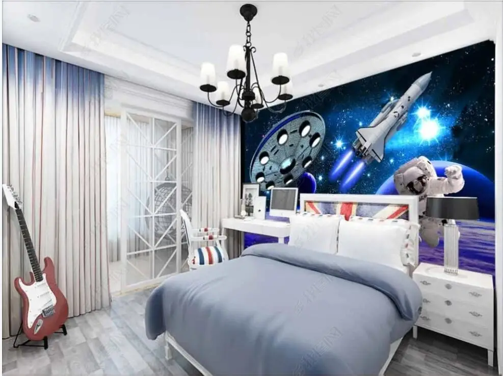 

3d wallpaper for walls in rolls Mysterious universe starry flying saucer home decor custom Photo wallpaper 3d panels on the wall