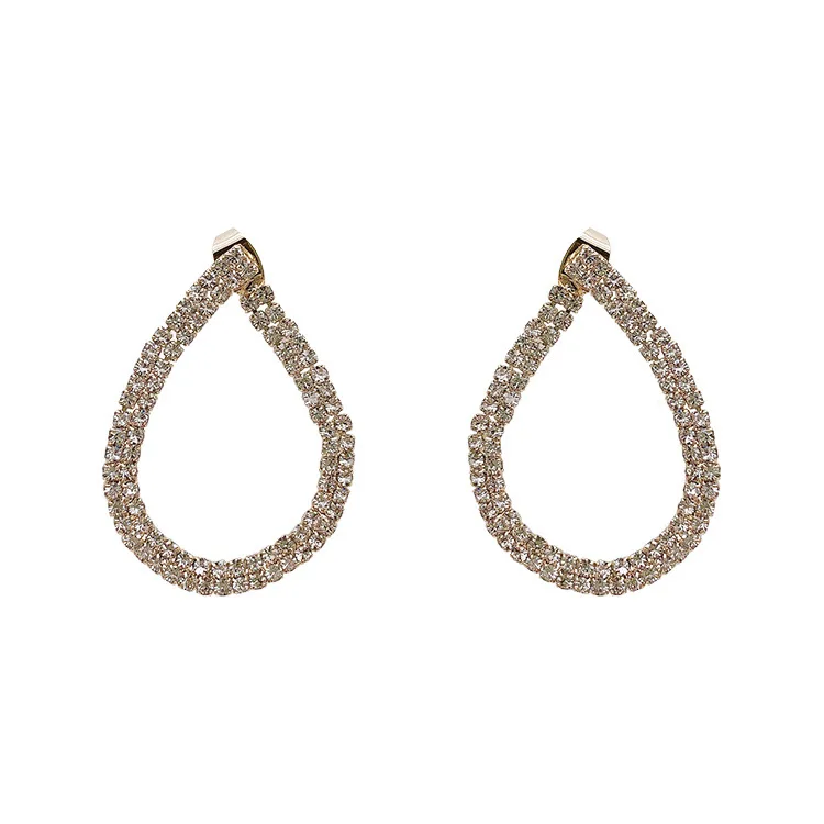 Женские винтажные серьги-подвески с кристаллами простые золотистые серьги