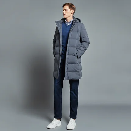 Новинка Мужская бесшовная длинная пуховая куртка Youpin цельный замок для тепла и