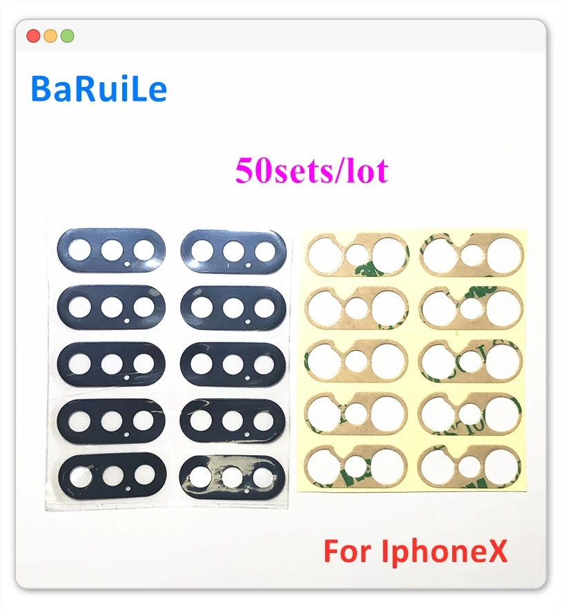 Комплект стеклянных линз BaRuiLe для задней камеры iPhone X XS Max XR 11 Pro кольцо наклейка 3M