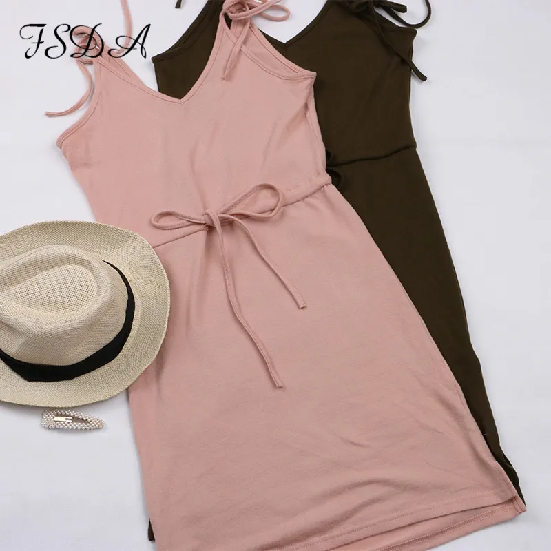 Женское платье с открытой спиной FSDA повседневное однотонное пляжное сарафан на