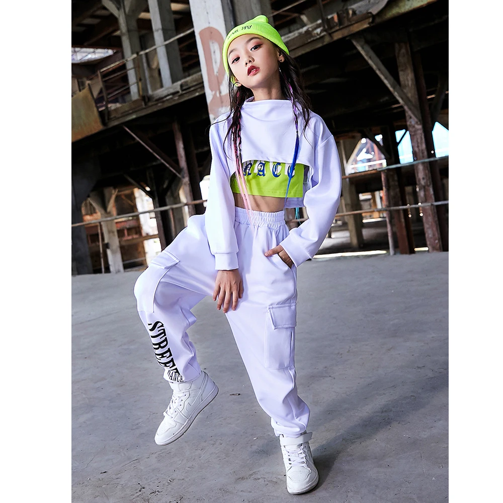 

Hip Hop Kids Jazz Dance Costumes Children Street Dance Hiphop Clothes Stage Show Wear Hooded Top Vest Pants 3pcs Outfits 110-170