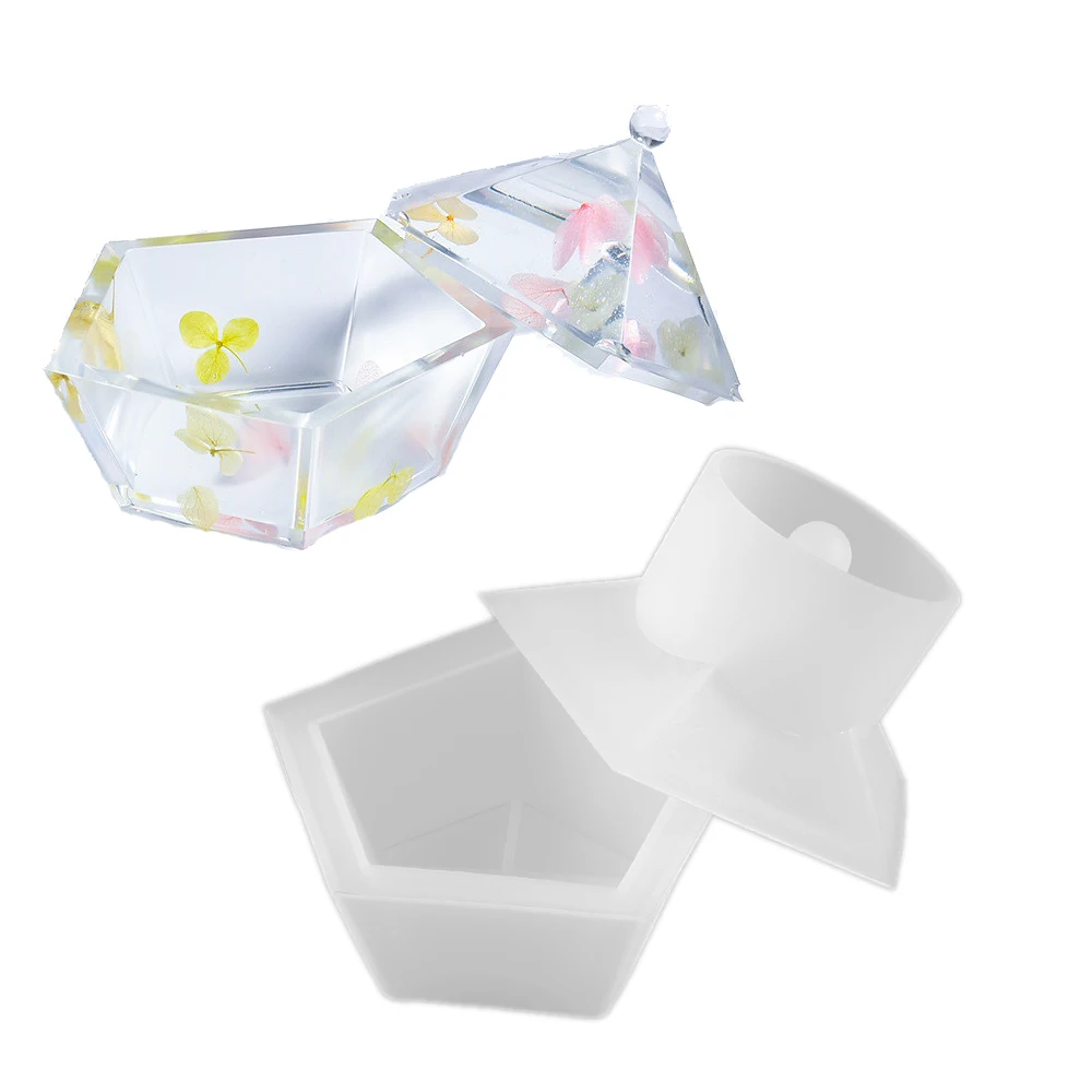 

1 Набор в форме пятиугольника ящик для хранения силиконовые формы ювелирные изделия Коробки УФ-отверждаемая эпоксидная смола пресс-формы д...