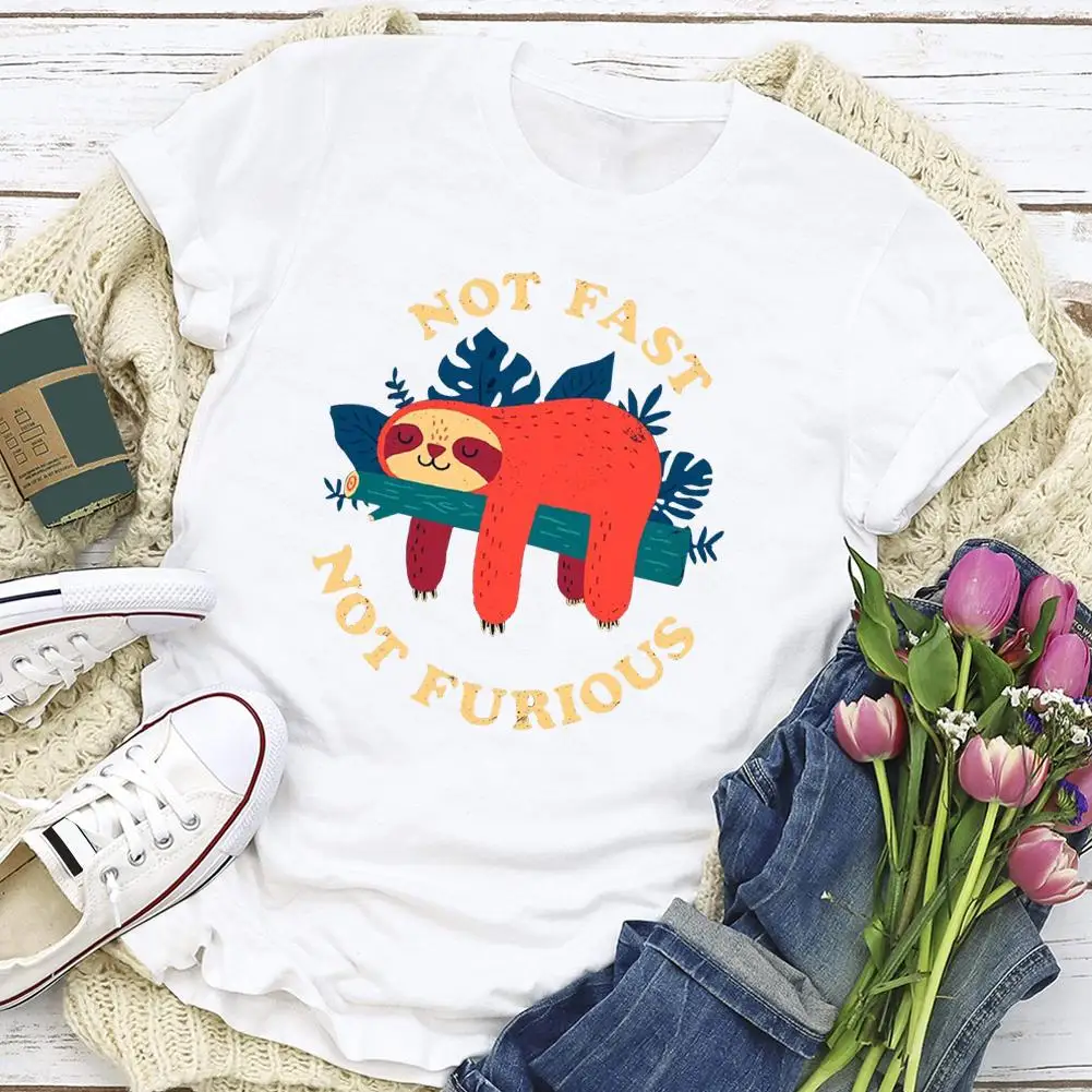 

Cartoon Sloth T-shirt Women Men Short Sleeve Tee Casual Loose Tops
