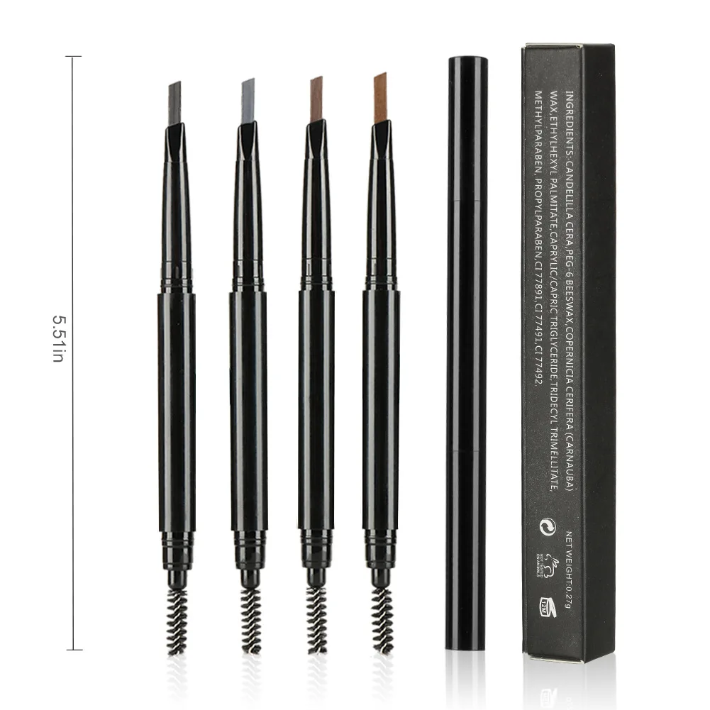 Wholesale No Logo Makeup Double Ended Waterproof 4 Color Private Label Eyebrow Pencil images - 6