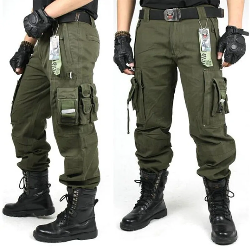 Men Cargo Pants Overalls Mens Army Clothing Tactical Pants Military Work Wear Many Pocket Combat Army Style Straight Trousers