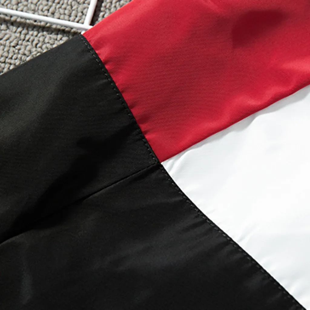 

Outdoor Sport Running Jacket Men's New Style Fashion Loose Lapel Coat Stitching Male Big Size Overcoat Drop Shipping 8.28