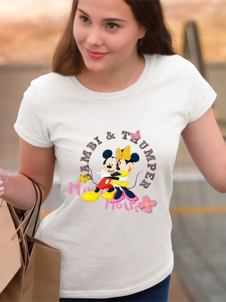 

Disney Mickey Mouse Couple T Shirt Valentine's Day Gift Short Sleeve Ropa Aesthetic 2022 New Tee Shirts 90S Fashion Young Casual