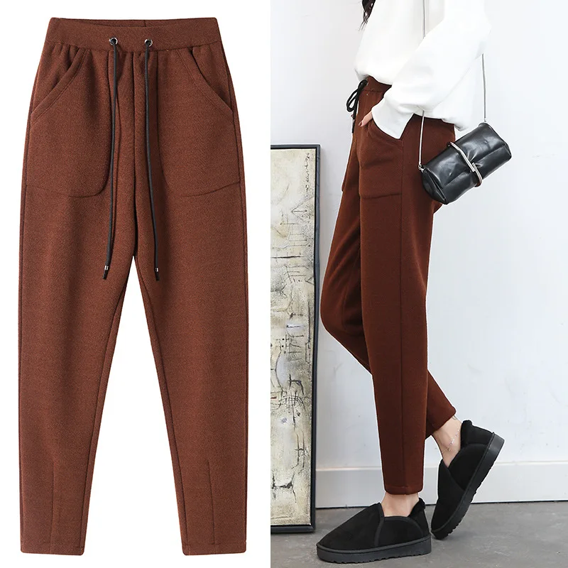 Осень-зима брюки женские ботильоны на толстых высоких с резинкой талии LADYCasual