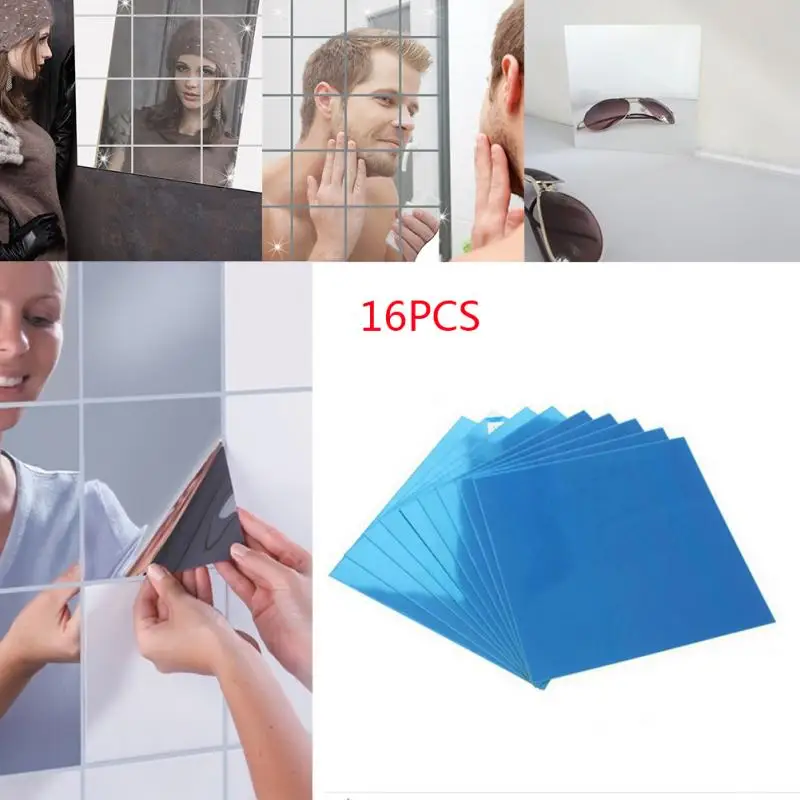 16 шт. DIY 3D креативные самоклеющиеся 15x15 см Квадратные Зеркальные плитки настенные