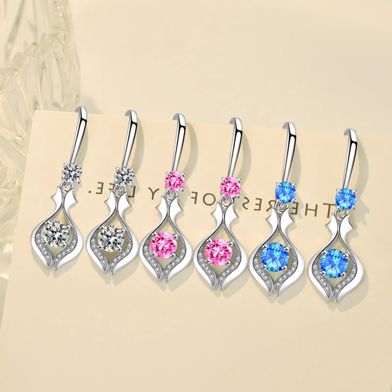 

Female Vintage Fashion Silver Color Long Tassel Dangle Earrings For Women Wedding Jewelry Blue Pink White Round Stone Earrings