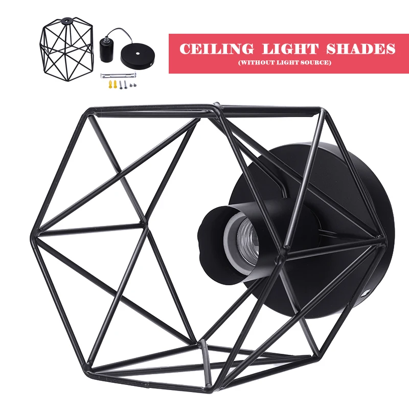 

Pendant Light Shade Industrial For Living Room Restaurants Cafes Ceiling Industrial Geometric Wire Cage Lampshade Lamp