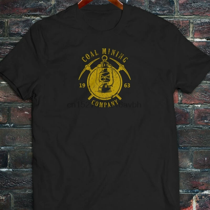 Угольная горная CO фонарь выбрать топор рабочий Мужская черная футболка|Мужские