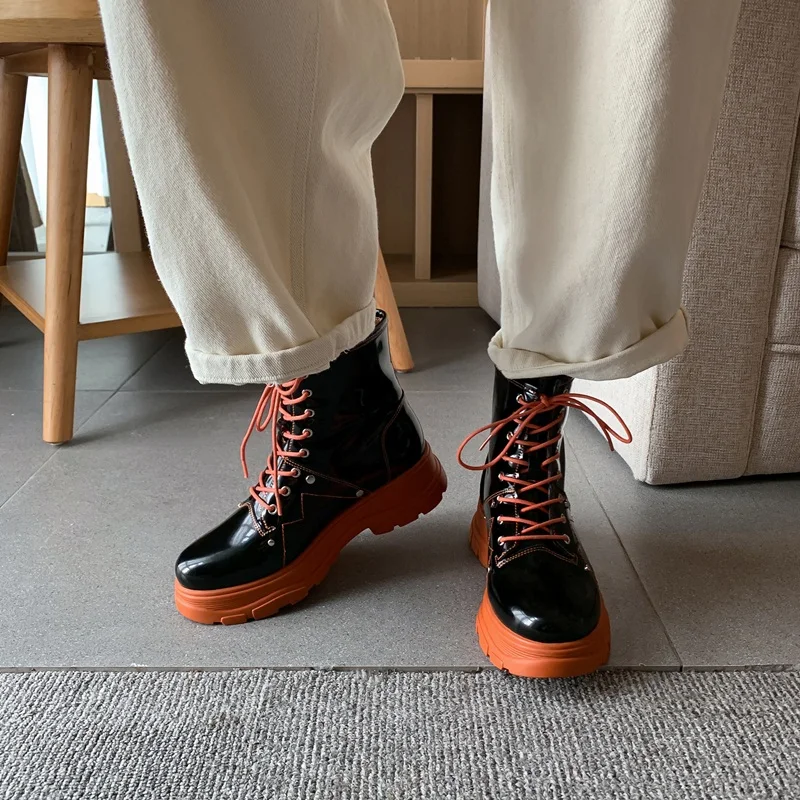 

Women Ankle Boots New Autumn Winter Warm Martin Boots Round Toe Shoes Black Concise Casual Platform Short Boots Woman Shoes 40