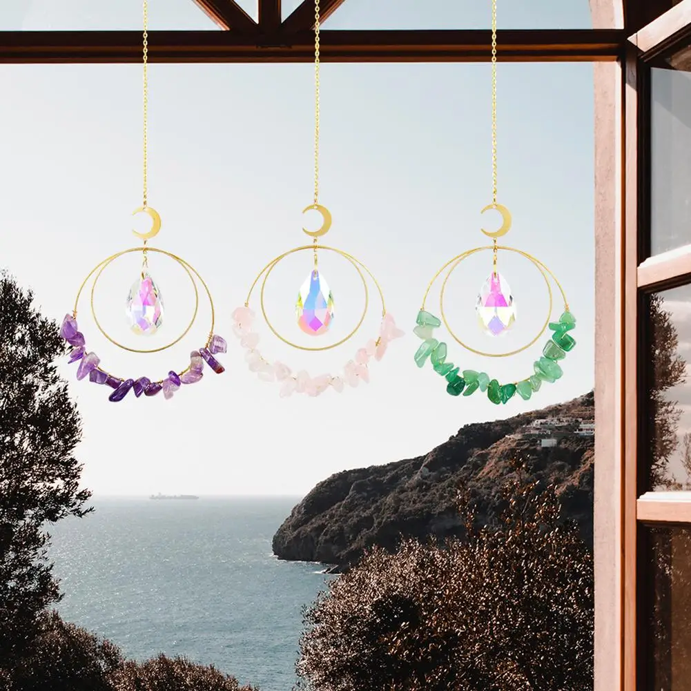 

Moon Star Wind Chime Crystal Wind Chime For Indoor And Outdoor Decoration Solar Moon Stars Light For Mom Gift Festival Home Pa
