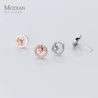 Modian простой звезда Сияющий Циркон Круглые серьги-гвоздики в виде капель с кристаллами в форме Для женщин 925 Стерлинговое Серебро геометрической формы уха Pin ювелирные украшения Brincos