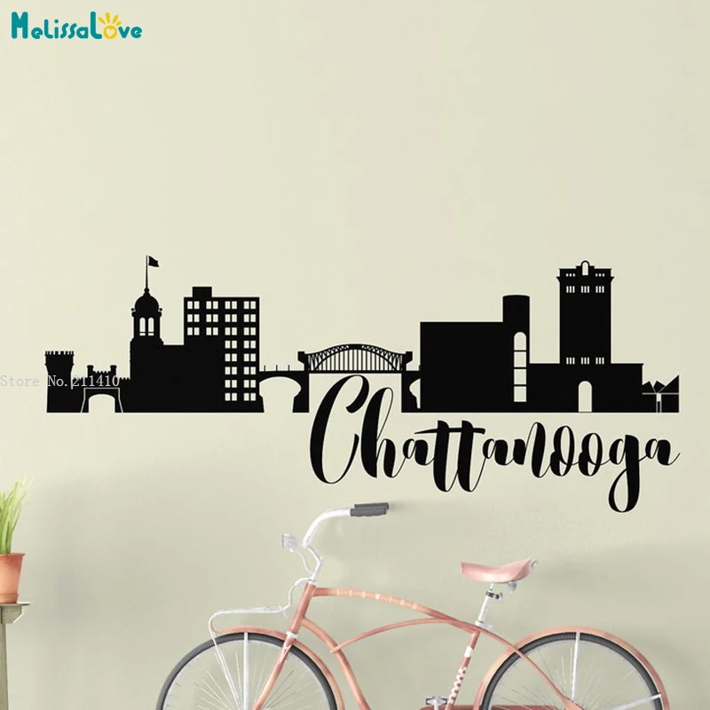 

Виниловые настенные наклейки Skyline, Chattanooga Tennessee, домашний декор, гостиная, спальня, съемные наклейки YT5189