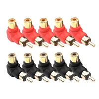 10 pcs 90 black red degree rca right angle male to female plug adapters audio adapter connector